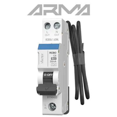 ARMA RCBO 1 Pole 6kA C-Curve 30mA With Switched Neutral Lead, Voltex, supplied and installed in Alice Springs