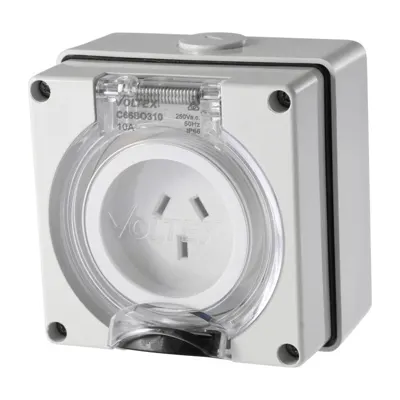 Socket Outlet 3 Pin 250V 10A, Voltex, supplied and installed in Alice Springs