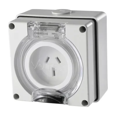 Socket Outlet 3 Pin 250V 15A, Voltex, supplied and installed in Alice Springs
