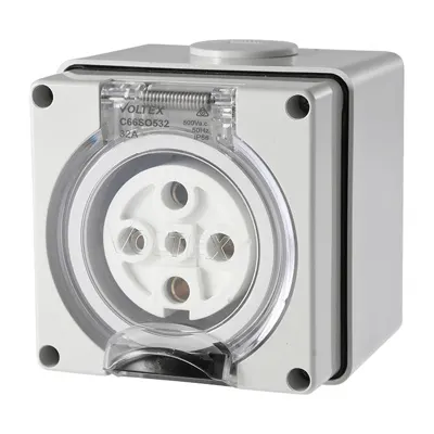 Socket Outlet 5 Pin 500V 32A, Voltex, supplied and installed in Alice Springs
