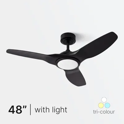 48" Black DC Ceiling Fan with Remote and 20W Tricolour Light, Voltex, supplied and installed in Alice Springs