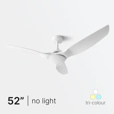 52" White DC Ceiling Fan with Remote (No Light), Voltex, supplied and installed in Alice Springs