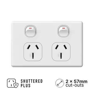 Classic Double Power Outlet 250V 15A, Voltex, supplied and installed in Alice Springs