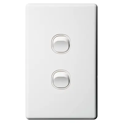 Classic 2 Gang Switch 250V 16A, Voltex, supplied and installed in Alice Springs