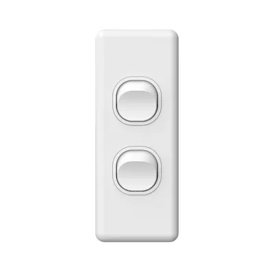 Classic 2 Gang Architrave Switch 250V 16A, Voltex, supplied and installed in Alice Springs