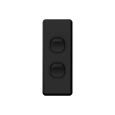 Classic 2 Gang Architrave Switch 250V 16A - Matte Black, Voltex, supplied and installed in Alice Springs