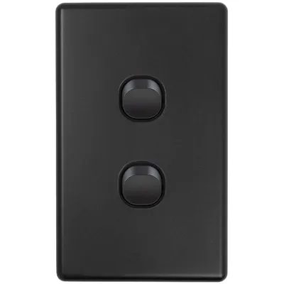 Classic Matte Black 2 Gang Switch 250V 16A, Voltex, supplied and installed in Alice Springs