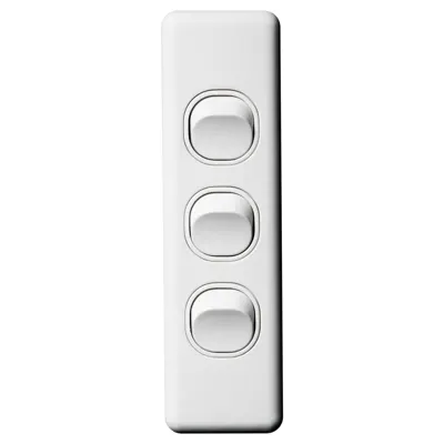 Classic 3 Gang Architrave Switch 250V 16A, Voltex, supplied and installed in Alice Springs