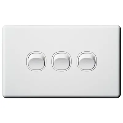 Classic Horizontal 3 Gang Switch 250V 16A, Voltex, supplied and installed in Alice Springs