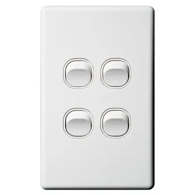 Classic 4 Gang Switch 250V 16A, Voltex, supplied and installed in Alice Springs