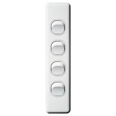 Classic 4 Gang Architrave Switch 250V 16A, Voltex, supplied and installed in Alice Springs