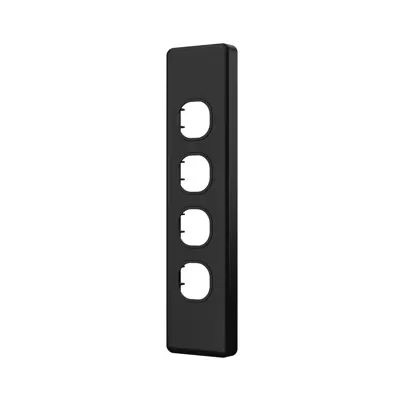 Classic 4 Gang Architrave Switch Plate - Matte Black, Voltex, supplied and installed in Alice Springs