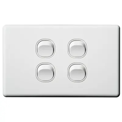 Classic Horizontal 4 Gang Switch 250V 16A, Voltex, supplied and installed in Alice Springs