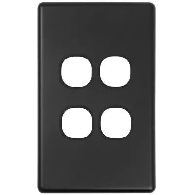 Classic Matte Black 4 Gang Switch Plate, Voltex, supplied and installed in Alice Springs