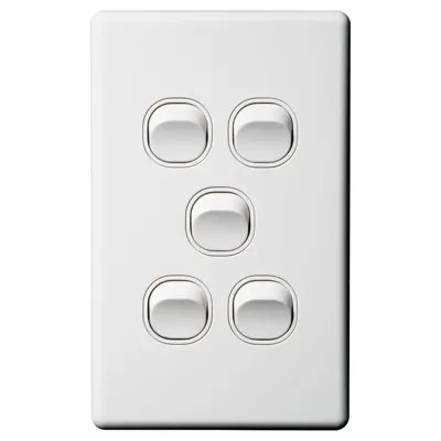 Classic 5 Gang Switch 250V 16A, Voltex, supplied and installed in Alice Springs