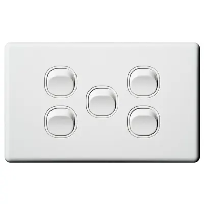 Classic Horizontal 5 Gang Switch 250V 16A, Voltex, supplied and installed in Alice Springs