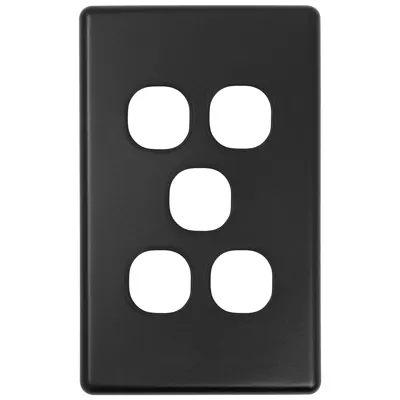 Classic Matte Black 5 Gang Switch Plate, Voltex, supplied and installed in Alice Springs