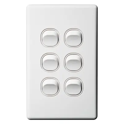 Classic 6 Gang Switch 250V 16A, Voltex, supplied and installed in Alice Springs