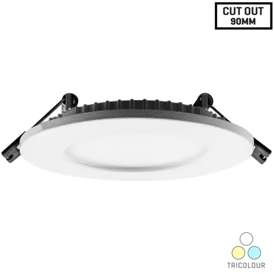 SlimX 10mm Slim 9W 90mm Downlight - Tricolour - Dimmable, Voltex, supplied and installed in Alice Springs