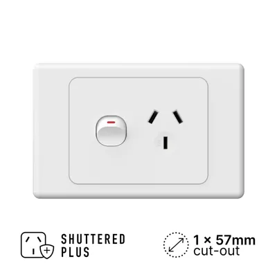 Original Single Power Outlet 250V 10A, Voltex, supplied and installed in Alice Springs