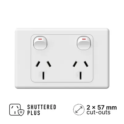 Original Double Power Outlet 250V 15A, Voltex, supplied and installed in Alice Springs
