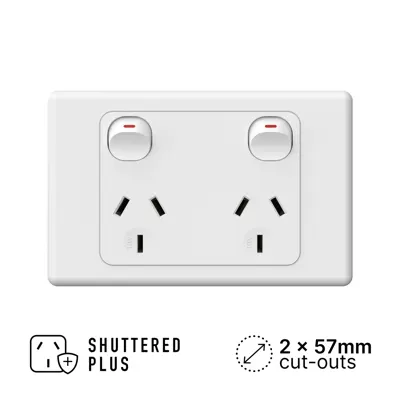 Original Double Power Outlet 250V 10A, Voltex, supplied and installed in Alice Springs