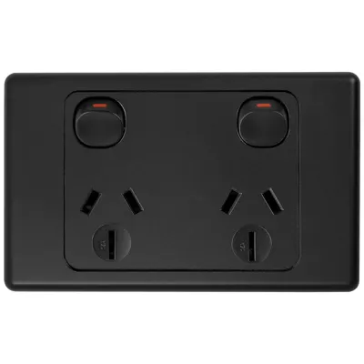 Voltex Original Black Double Power Outlet 250V 15A, Voltex, supplied and installed in Alice Springs