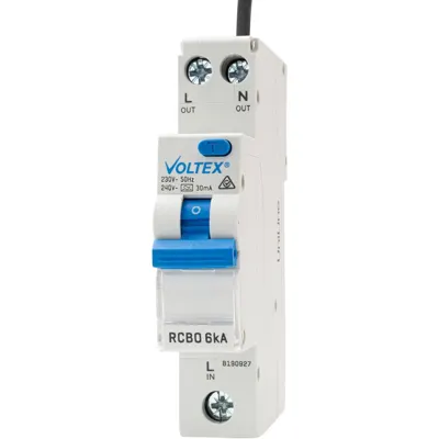 UniLine Single Module RCBO 1 Pole 6kA C-Curve 30mA With Neutral Lead Type A, Voltex, supplied and installed in Alice Springs