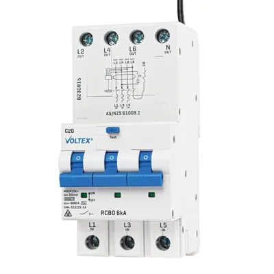 Three Module RCBO 3P+ Switched N 6kA C-Curve 30mA with Neutral Lead Type A, Voltex, supplied and installed in Alice Springs