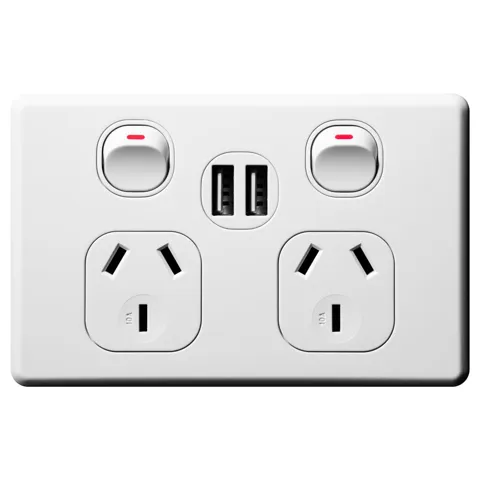 Shadowline Double Power Outlet 250V 10A & 2 x 2.1 A USB Outlets, Voltex, supplied and installed in Alice Springs