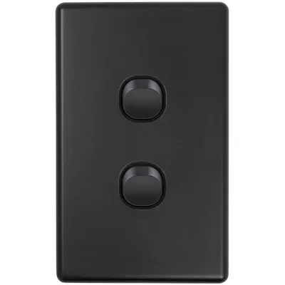 Shadowline Matte Black 2 Gang Switch 250V 20A / 16A, Voltex, supplied and installed in Alice Springs