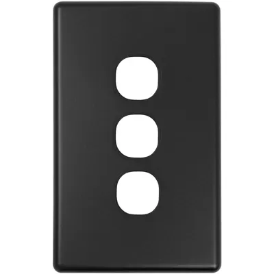 Shadowline Matte Black 3 Gang Switch Plate, Voltex, supplied and installed in Alice Springs