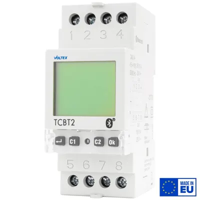 2 Channel DIN rail mounted time clock with Bluetooth, Voltex, supplied and installed in Alice Springs