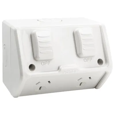 Weatherproof Double Powerpoint - IP53 - 15A, Voltex, supplied and installed in Alice Springs
