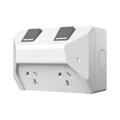 Weatherproof Double Outlet - IP54 - 15A, Voltex, supplied and installed in Alice Springs
