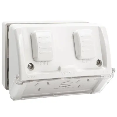 Weatherproof Double Powerpoint - IP54 - 10A - Slimline, Voltex, supplied and installed in Alice Springs