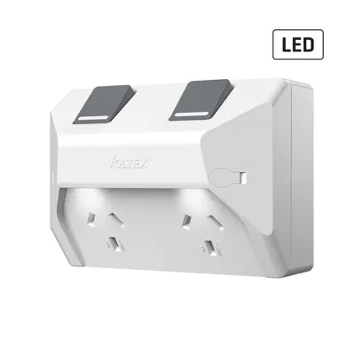 Weatherproof Double Outlet - IP54 - 10A with LED - Slimline, Voltex, supplied and installed in Alice Springs