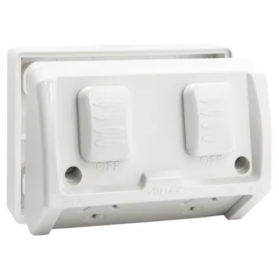 Weatherproof Double Powerpoint - IP53 - 10A - Slimline, Voltex, supplied and installed in Alice Springs