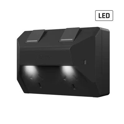 Weatherproof Double Outlet - IP54 - 10A with LED - Matte Black - Slimline, Voltex, supplied and installed in Alice Springs