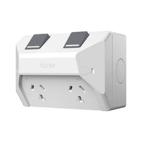 Weatherproof Double Outlet - IP54 - 10A, Voltex, supplied and installed in Alice Springs