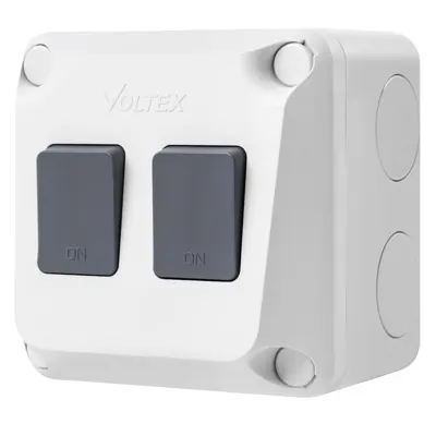 Weatherproof Double Switch 2-Way 1P 16A - IP65, Voltex, supplied and installed in Alice Springs